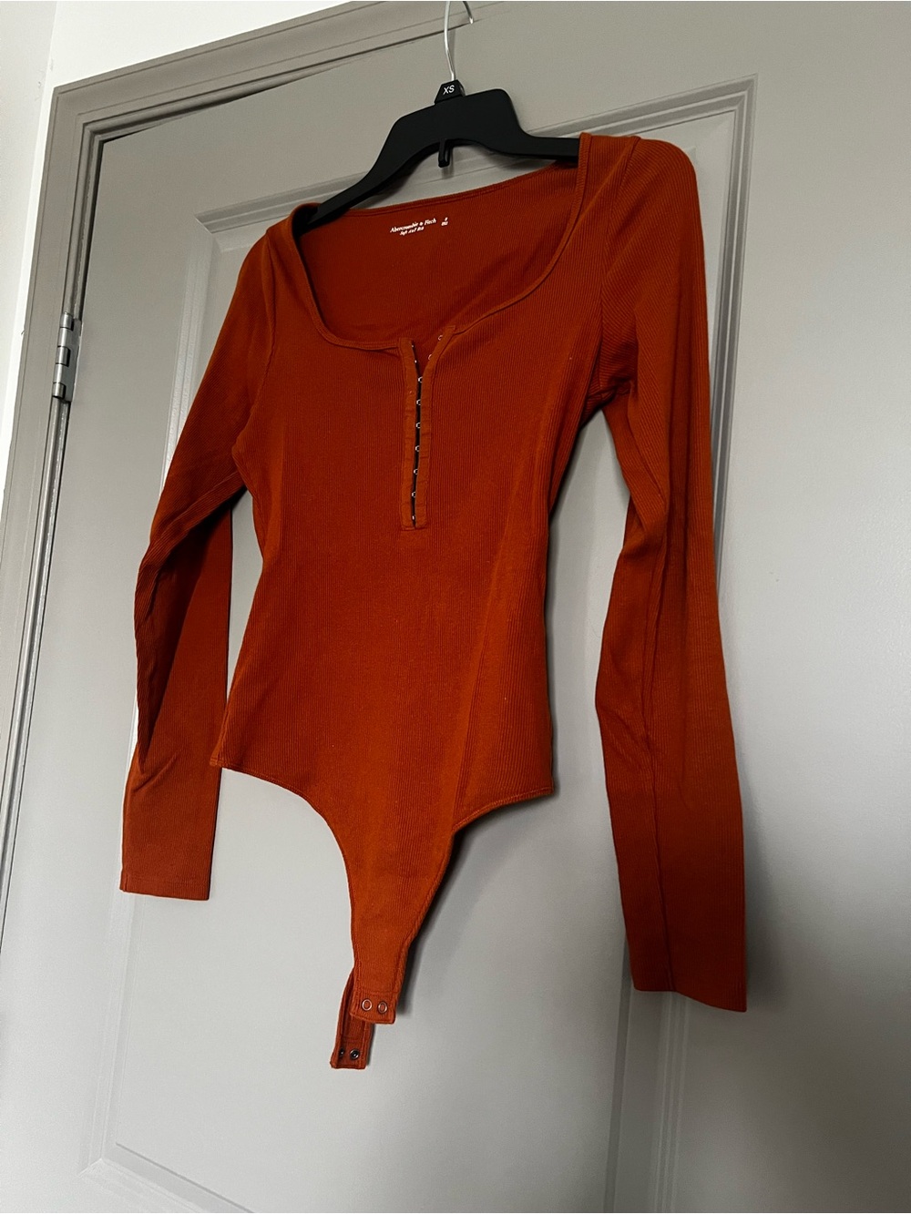 Abercrombie & Fitch Rust Long-Sleeve Henley Bodysuit